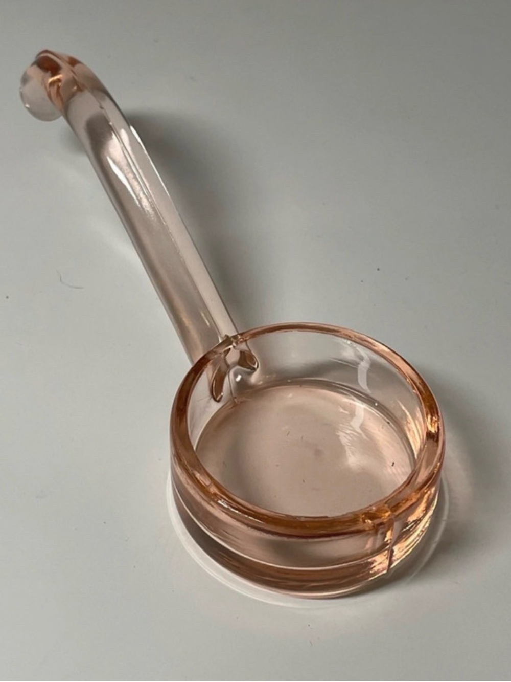 Pink glass ladle sauce scoop with handle